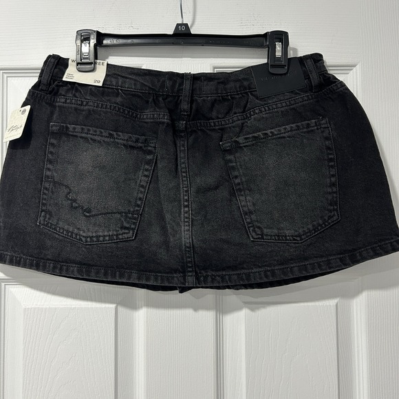 Free People We The Free Demi Denim Mini Skort Size 29 Black Denim Pockets NWT$78 - Picture 5 of 12